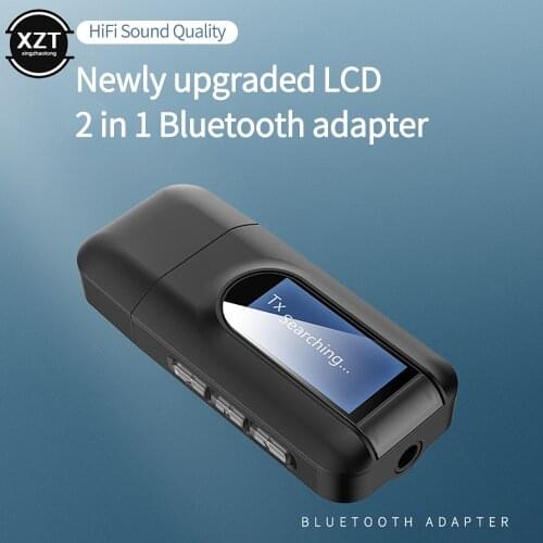 USB Bluetooth 5.0 Dongle Adapter Receiver Transmitter LCD Display Audio 3.5mm AUX Jack bluetooth Adapter for Car PC TV Speaker
