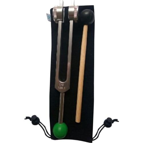 OM Tuning Fork 136.1 HZ Weighted - with Buddha Bead Base for Ultimate Healing and Relaxation - Green for Heart Chakra
