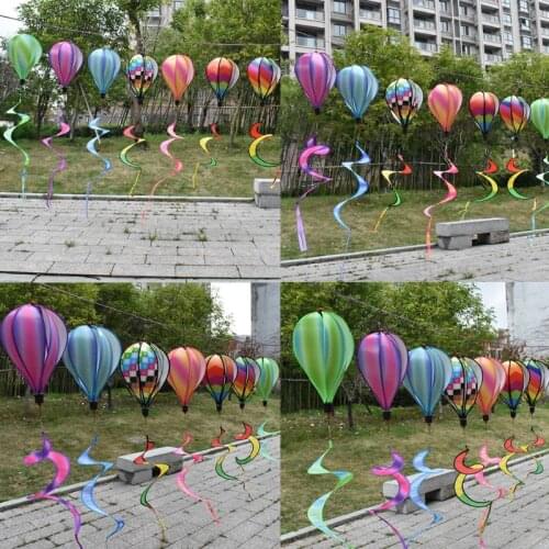 Hot Air Balloon Rotating Wind Strip Windmill Outdoor Hanging Rainbow Color Park Attractions Decoration Pinwheel Kindergarten