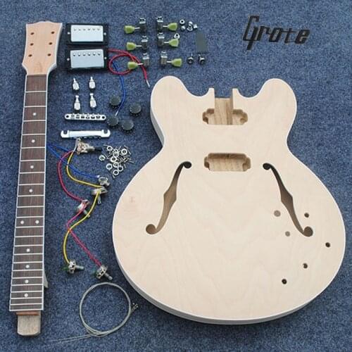 High quality semi-finished guitar with full set of accessories, half empty heart electric guitar, postage