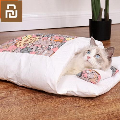 Xiaomi Pet Cat Small Dog Nest Winter Keep Warm Sleeping Bag Bed Kitten Mat Teddy Washable Soft Portable Pet Waterloo Colorful