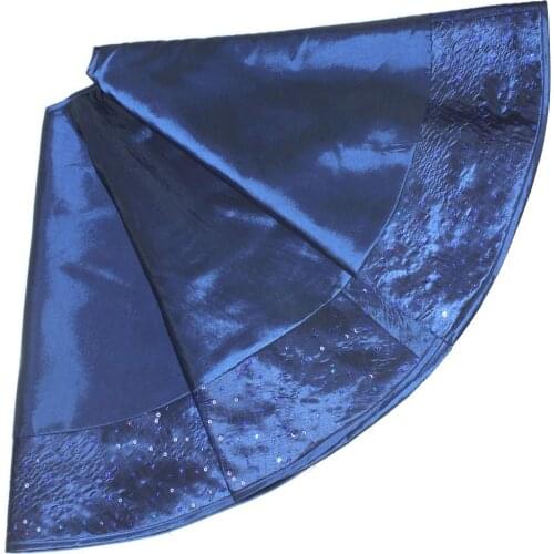 Free shipping Extra Large 50" faux silk Christmas Tree Skirt sparkle elegant Sequin border deep blue