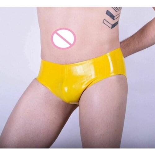 Latex Panties Yellow Male Underwear Rubber Briefs Mens Fetish Underwear