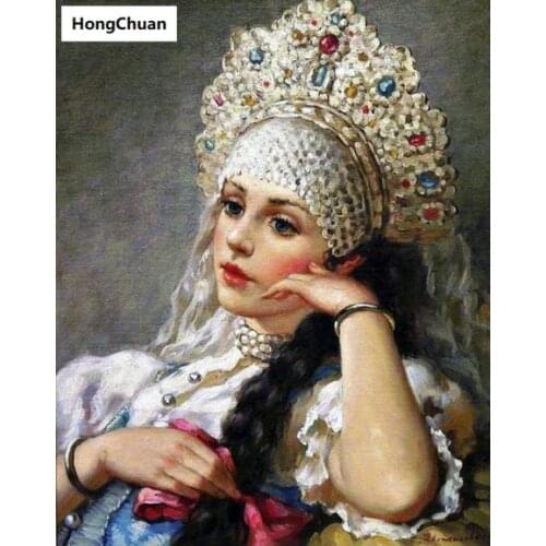 Retro Woman 5D Square/Round Diamond Embroidered Mosaic Cross Diamond Painting Home Decoration Mural New Year Gift