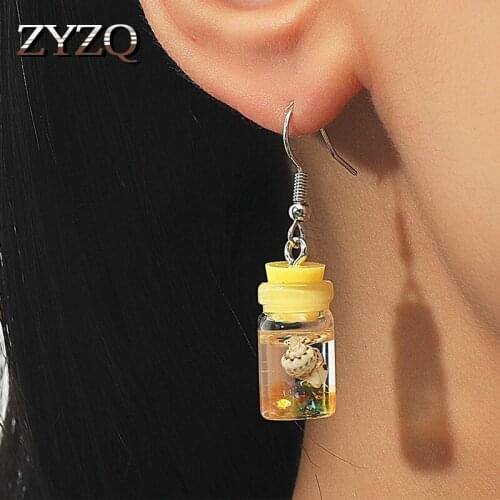 ZYZQ 2021 Simple Transparent Shell Bottle Drop Earrings For Women Personality funny Creative Resin Jewelry Wholesale