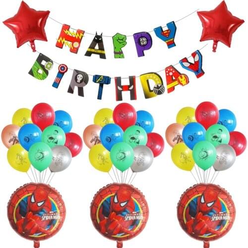 1Set Marvel Spiderman Hulk Latex Balloons The Avengers Happy Birthday Banner Party Decor Boy Children Birthday Balloons Kids Toy