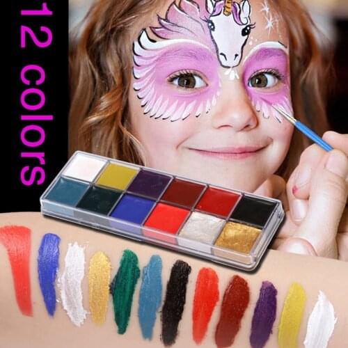 12-Color Washable Oil-based Body Face Painting Paint for Halloween Fancy Ball Theatre Performances Masquerade Cosplay Party