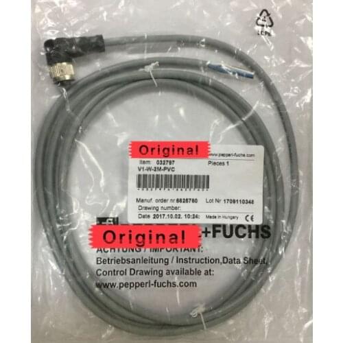 2PCS P+F Female Connector V1-W-2M-PVC Right Angle M12 4-pin PVC cable for Sensor New High-Quality Warranty For One Year