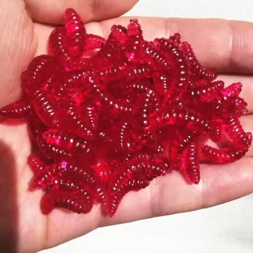 2cm 0.3g Worms Glow Shrimps Fish Lures Glow Shrimps Fish Lures 50PCS/bag Maggot Grub Soft Fishing Lure Hooks Smell Hot Sale Set