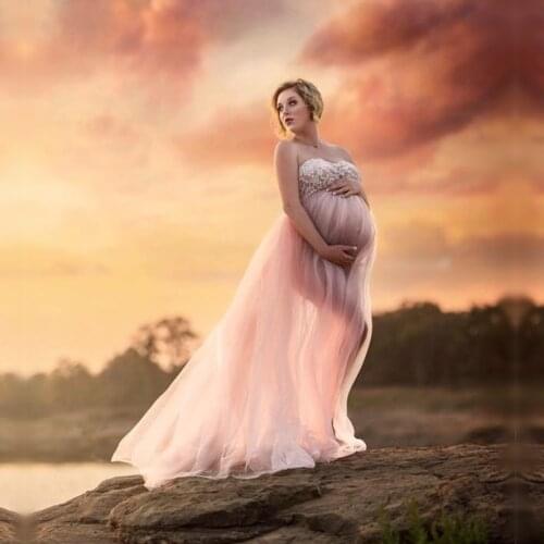 2020 Maternity Tulle Dresses For Photo Shoot Pregnancy Tulle Dress Photo Shoot Robe Maxi Gown Maternity Prom Dresses Vestidos