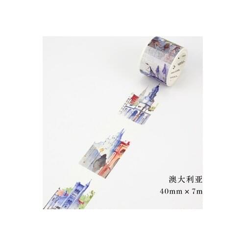 3cm 7m 1 pcs Sketching all over the world theme in Australia design washi tape Adhesive DIY Scrapbook Masking decor