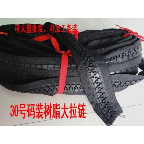 #30 black resin zipper 4M+2pcs sliders thick tooth black zipper for diy yacht boat outdoor garment accessories free shipping
