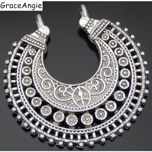 4pcs Silver Color Tone Alloy Moon Shape Charms Necklace Pendant Connector Jewelry Making Handmade Lover Gifts 38*37*2mm 50633