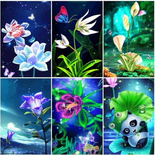 AZQSD DIY Painting By Number Canvas Kits Lily Abstract Art Unframe Coloring By Numbers Flowers Decor For Home