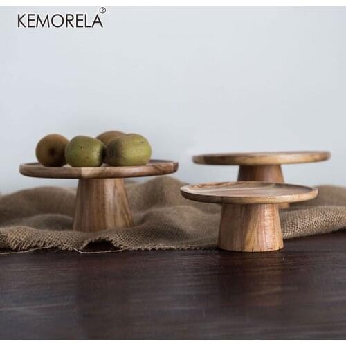 High Stand Wooden Cake Plate Creative Food Serving Trays Eco Naural Wood Dessert Fruit Snack Tray Home Decor Photography Props