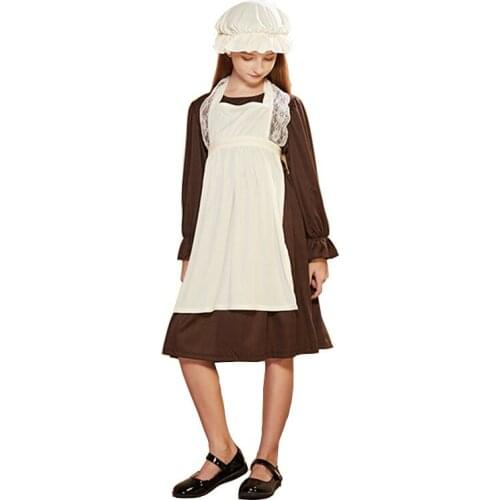Children Girls' Costumes Halloween Cosplay Party Role Play National Costume Victoria Maid Kids' Medieval Traditional Lace Dress