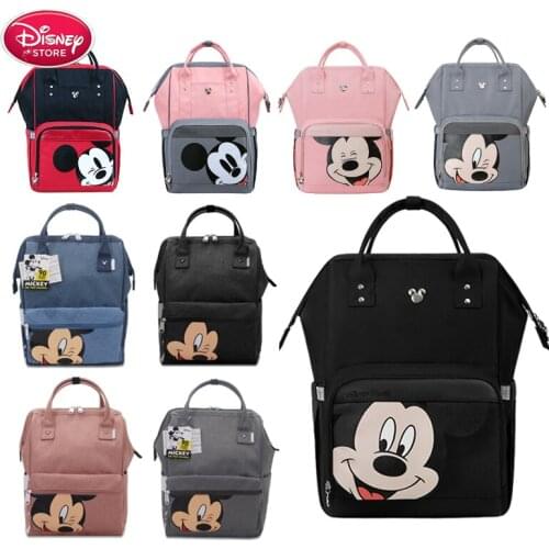 Disney Backpack Diapers Mickey Mouse Fashion Mummy Maternity Nappy Nursing Bag Large Capacity USB Baby Bag Travel for Baby Care