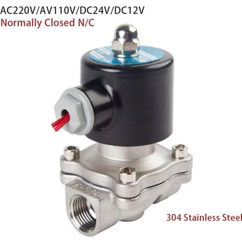 1/4" 3/8" 1/2" 3/4" 1" 1-1/2" BSP Female 12V 24V 110V 220V 304 Stainless Electric Solenoid Valve Normally Closed Pneumatic