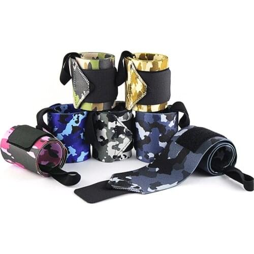 Fitness Crossfit Sport Wristbands Powerlifting Wrist Protector Camouflage Neoprene Weightlifting Wrist Wrapping Support 2pc
