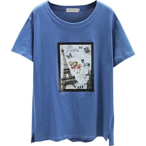 ZuoLunOuBa Summer New Arrival High Quality Women T Shirt Fashion Paris Tower Print Butterfly Cotton Tees Tops Female Casual