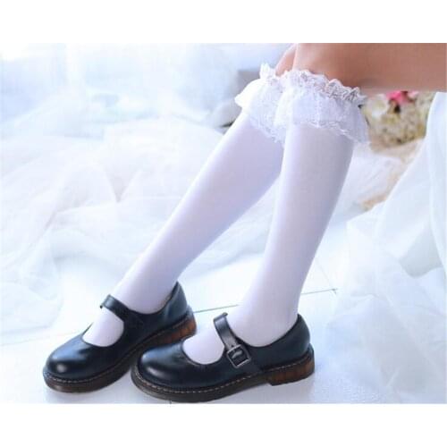 Lolita Classic Women over Knee Socks Thigh Stockings Big Lace Sexy Student JK Long Sock B699