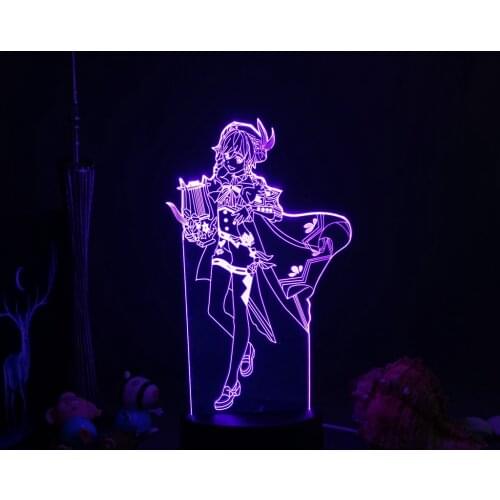Game Genshin Figure Impact Night Light For Home Kids Room Decoration USB Light 3D Lamp Game Room Decorat