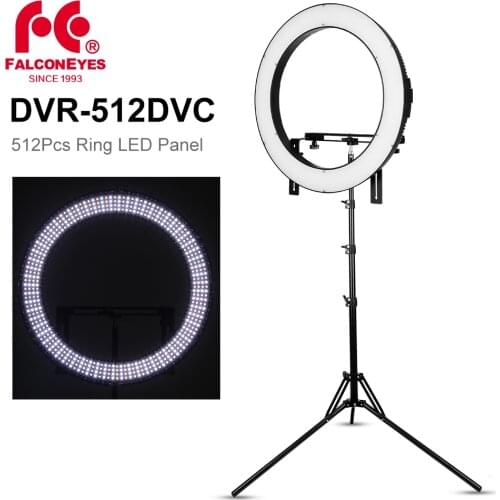 FALCON EYES 512 Ring LED Panel 31W 3000-5600k Lighting Video Film Continuous Light with 180cm Light Stand DVR-512DVC Black