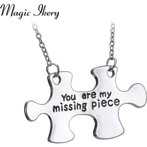 Magic Ikery You Are My Missing Piece Puzzle Letter Necklace Pendants Necklace For Women Men Jewelry Necklace For Lovers MKA17