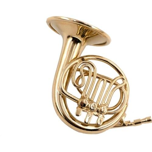 Mini French Horn Model Musical Instrument Miniature Desk Decor Display Musical Instrument Christmas Gift