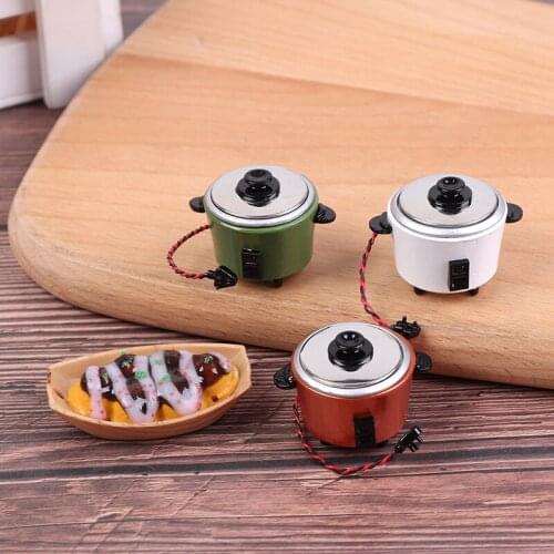 1Pc Miniature White/Orange/Black Color Rice Cooker Kitchen Decoration For DIY Dollhouse 1:12 Scale