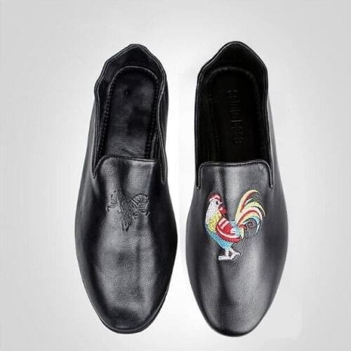 Fashion Spring Summer Full Grain Leather Loafers Breathable Lazy Shoes for men