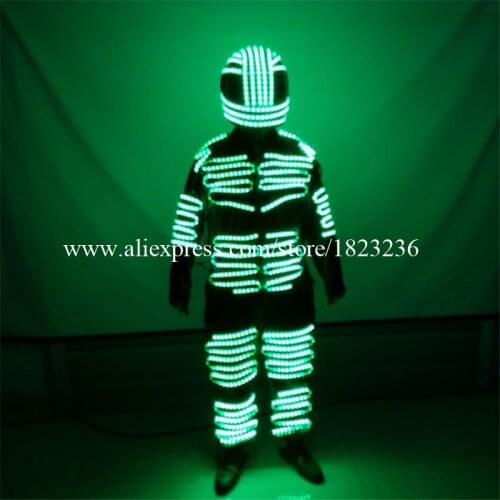 Colorful LED Luminous Men Robot Suit Illuminated Clothing Growing Light Dance Clothes Ballroom Costume For Stage Show