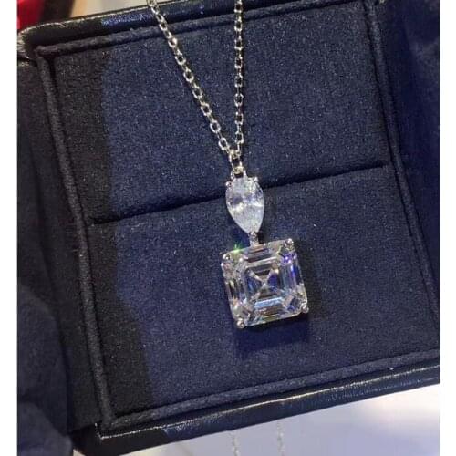 Natural cz crystal stone charm drop necklace square shape perfume bottles necklace for women girl 925 Sterling silver jewelry
