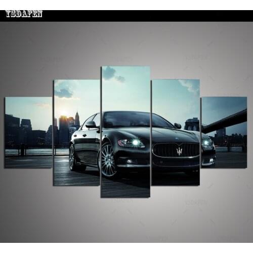 Op de muur HD print olieverf modulaire foto A sports car poster kind room decor woondecoratie 5 stks canvas art z044