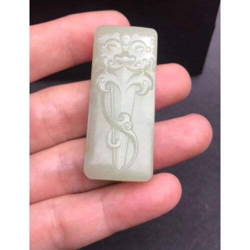 Natural hetian top brand A troops green jade pendant necklace square unique design jadeite jade necklace men jewelry pendants