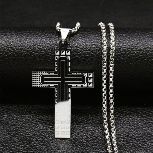 2021 Stainless Steel Pendant Necklace for Women/Men Silver Color Catholicism Cross Necklace Jewelry bijoux femme NXS05