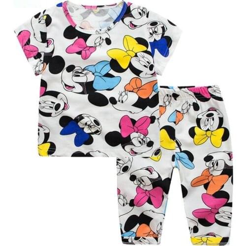 Pyjamas Kids Minnie Baby Girl Clothes Pajamas Set 2021 Pijamas Infantil Robes Homewear Vetement Enfant Fille Summer Outfit