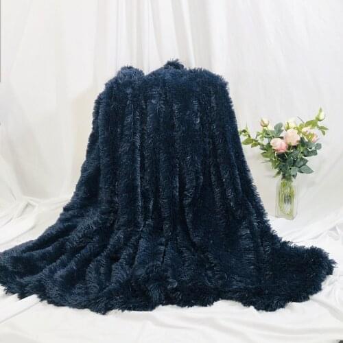 Plush Super Soft Blanket Solid Color Bedding Sofa Cover Furry Fuzzy Fur Warm Throw Cozy Couch Blanket for Winter