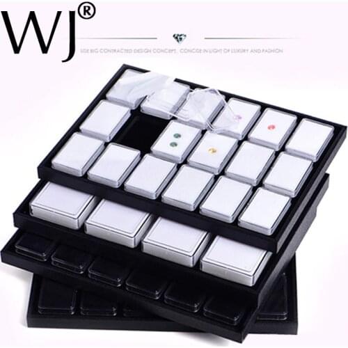 Novel Diamond Pendant Jewelry Display Case Gemstone Storage Box Coins Nuggets Holder Gem Jar Tray Velvet Insert Liner Rectangle