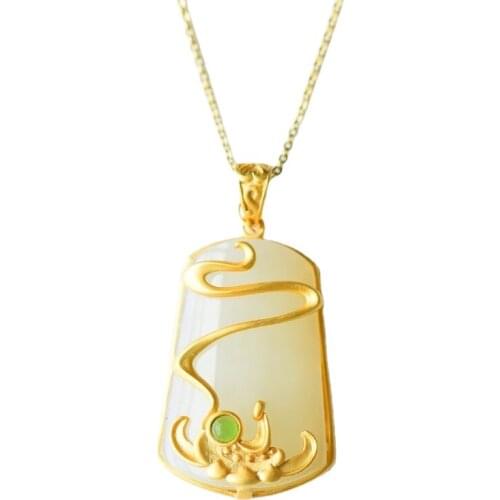 Certified dainty gold Jade Necklace S925 Sterling Silver Jade Jasper Necklace for Women Jewelry