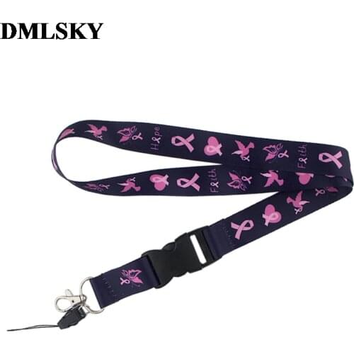 DMLSKY Lanyard Breast cancer prevention Keychain Lanyards for keys Badge ID Mobile Phone Rope Neck Straps Accessories M3866