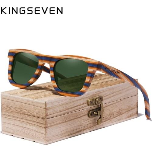 KINGSEVEN Handmade Original Design Sunglasses Colored Wood Full Frame Women Mens UV400 Polarized Glasses Oculos de sol