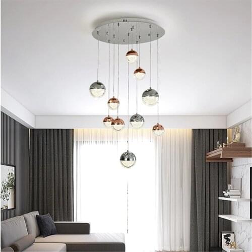 Modern Crystal Sand Pendant Lights Nordic Dining Room Bedside Hanglamp Living Room Stair Long Led Lustre Suspension Luminaire