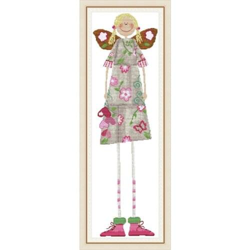 Everlasting Love Long Legs Butterfly Girl Chinese Cross Stitch Kits Ecological Cotton Printed DIY Christmas Wedding Decoration