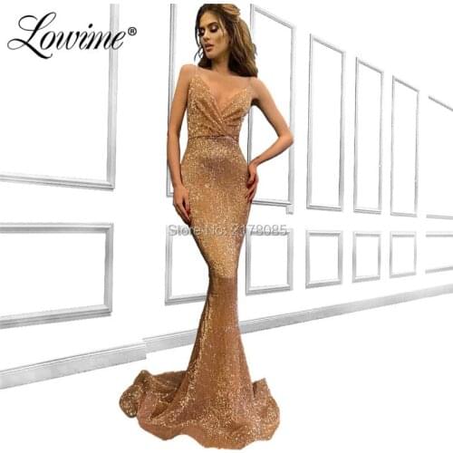 Mermaid Glitter Evening Dress Sexy Spaghetti Long Prom Dresses 2019 Vestido Longo Dubai Saudi Arabic Party Dress Gowns