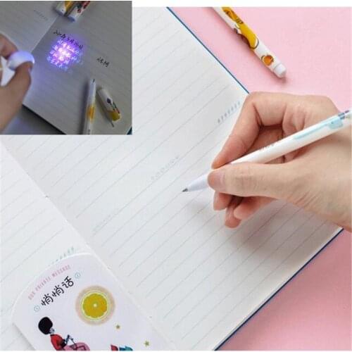 1set Fun Secret Invisible Pen Whispering Handwriting Invisibles Marker Novelty Gel Pens Light Magic Office School Supplies