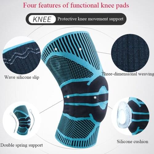 1pcs Support Compression Silicone Spring Knee Brace Strap Patella Medial Protector Meniscus Protection Sport Running Basketball
