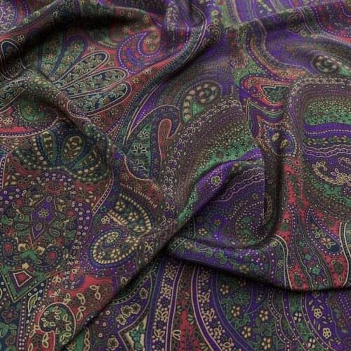 140CM Wide 19MM Traditional Print Silk Fabric for Summer Dress Shirt Cheongsam Suit Pants G038
