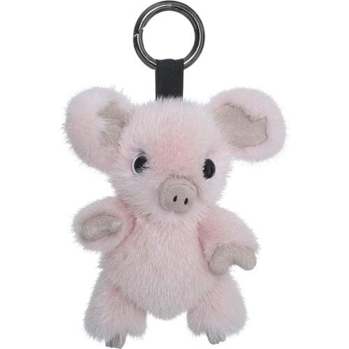 2020 New Imported Mink Fur Cute Pig Fur Bag Pendant Plush Piglet Keychain Car Pendant