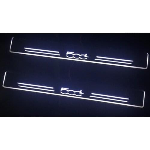 4PCS Door Acrylic Sill Plate Guard For Fiat 500L 500 L 2013 2014 2015 - 2018 2019 Pedal Pathway Welcome Car Scuff Led Lights